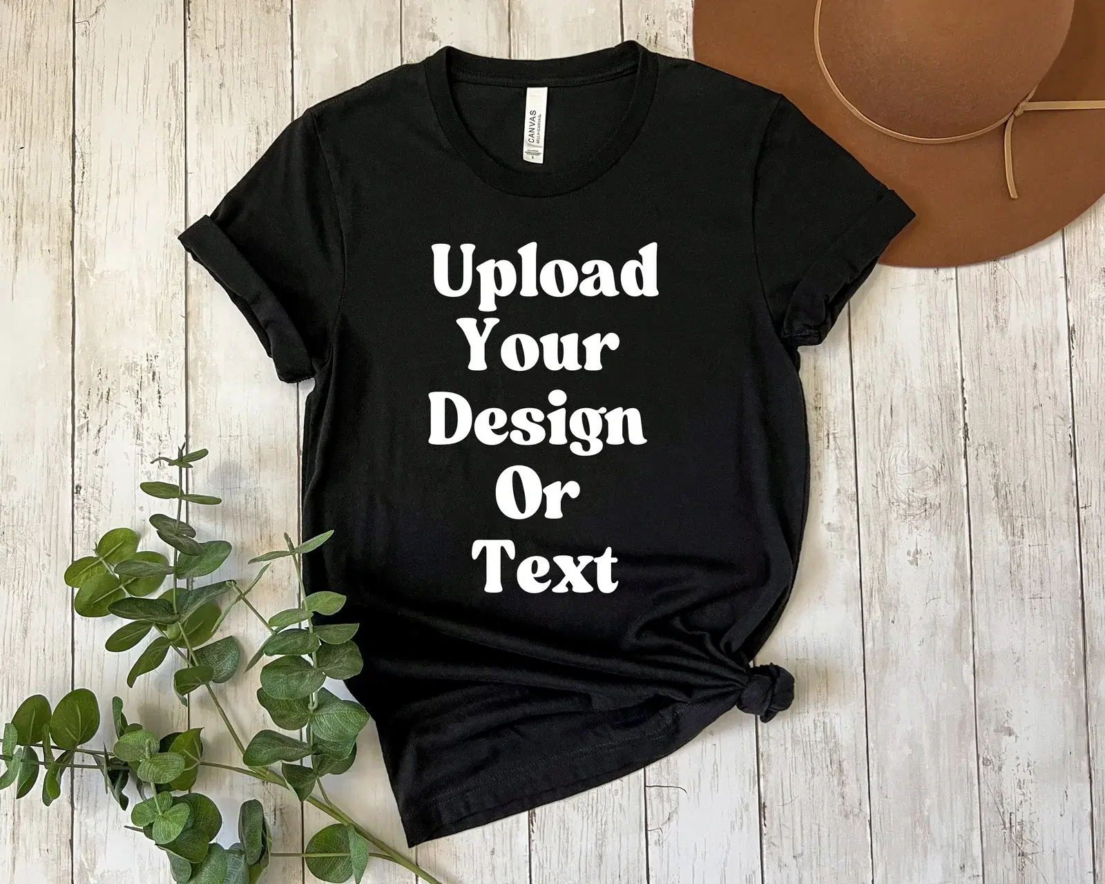Black tee: upload your design or text