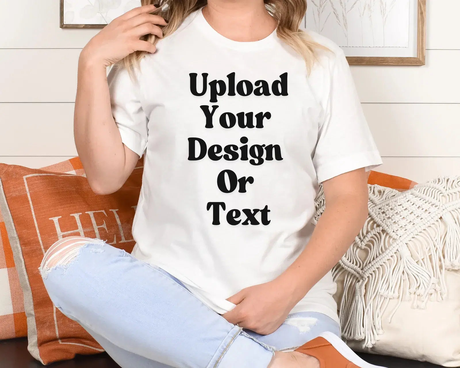 White tee: upload your design or text